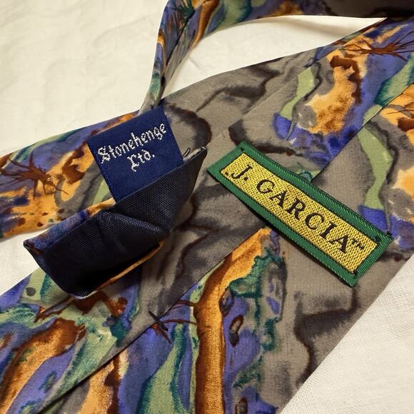 J. Garcia Silk Abstract Art Tie Made in USA – 90s Stonehenge Collection - Picture 3 of 9